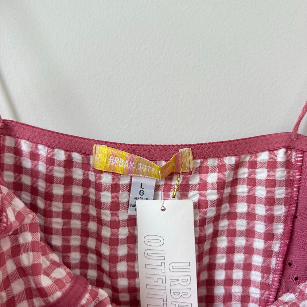Urban Outfitters Felicity Eyelet Bustier Gingham Print Mini Dress Pink L NWT - Picture 6 of 10